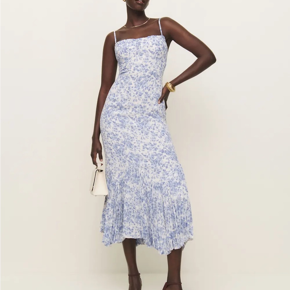 Reformation Blue Floral Midi Dress